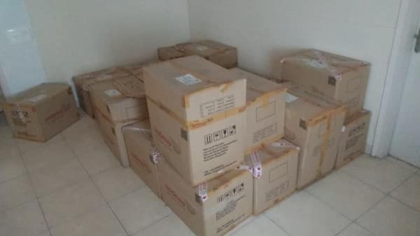 Cartons packed and stacked for a home shifting job