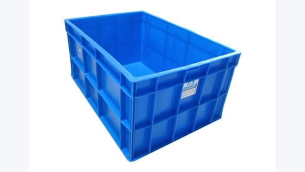 Blue shock-absorbent Perfect Box crate for packing fragile items